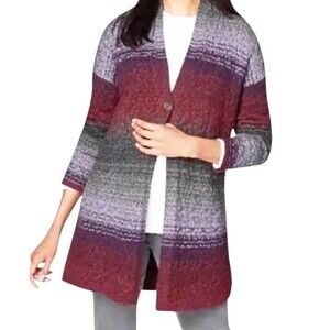 J.Jill Cardigan Western Ombré Purple Gray Textured Size Large